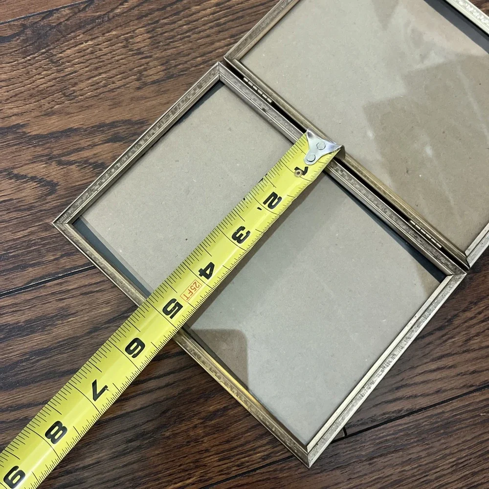 Vintage 5x7 Brass Gold Color Bifold Scroll Photo Picture Frame Double Hinged